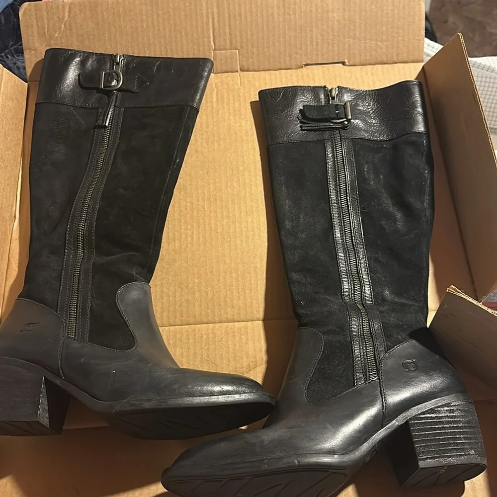 Born black suede leather tall boot Uchee F73809 riding equestrian knee high - Picture 5 of 7